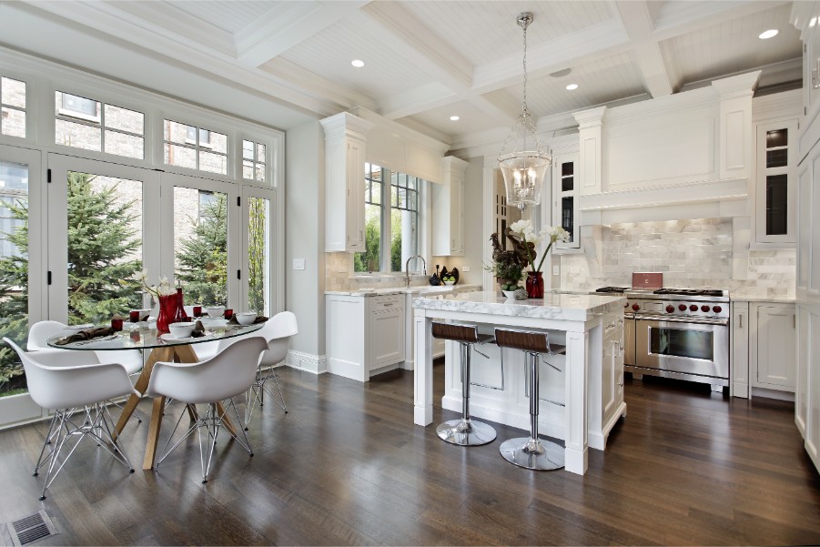 new kitchen tray ceilings big windows