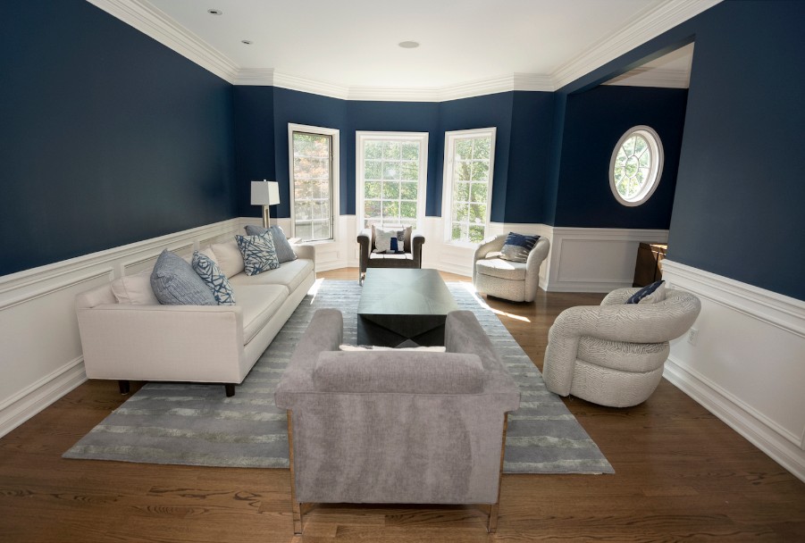 Shimmering Powder Blue Paint For Living Room Walls