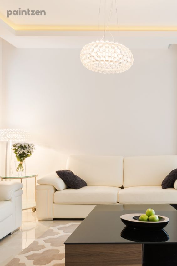 crisp white living room