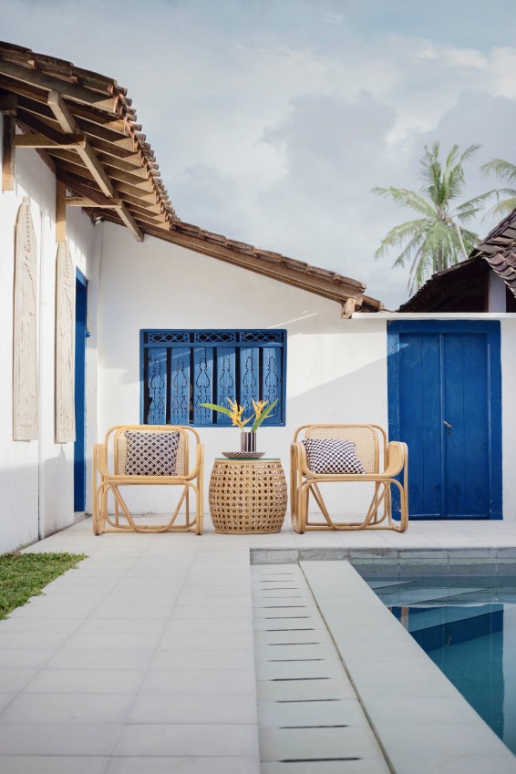 exterior white blue door